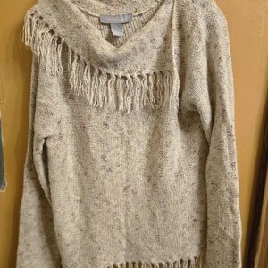 Modern Soul Cream Speckled Fringe Sweater